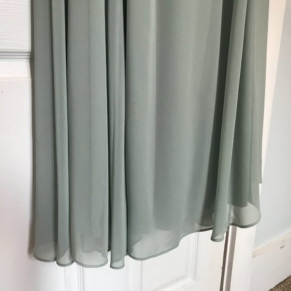 Davids Bridal cowl neck chiffon bridesmaid dress with slit - Picture 12 of 14